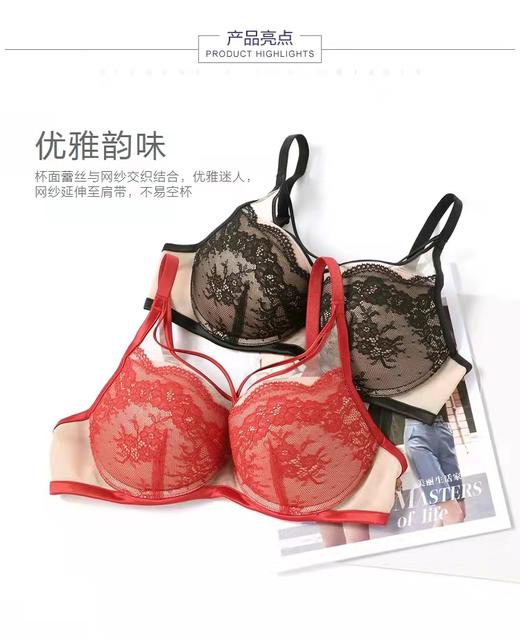 5F Embryform安莉芳 个性标签性感厚杯掌托聚拢蕾丝文胸 商品图1