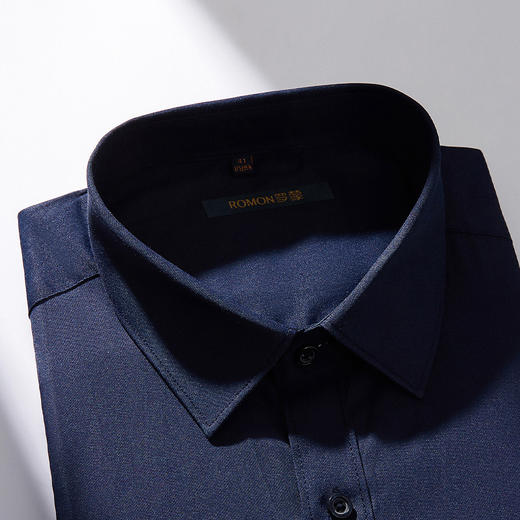 【40棉混纺】罗蒙男士衬衫简约纯色商务通勤职业工装上班长袖衬衫男 商品图5
