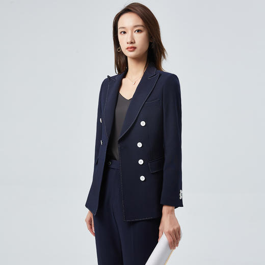 【上衣+裤子】罗蒙女士西服套装时尚气质简约微弹商务通勤西装两件套 商品图5