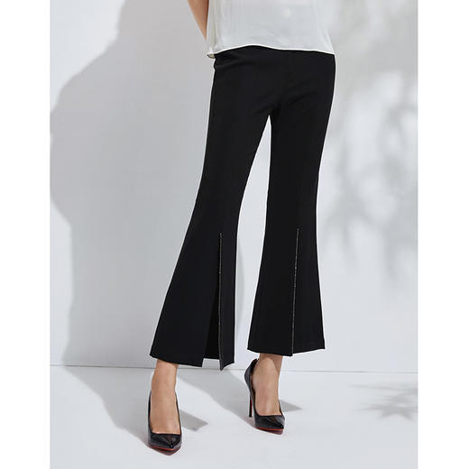 EITIE爱特爱春季新款洋气显瘦通勤百搭时尚开叉喇叭裤长裤女 商品图2