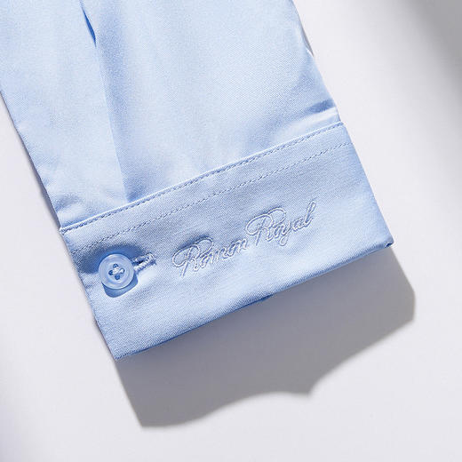 【刺绣款】罗蒙春秋新款女士衬衫简约纯色气质方领商务通勤长袖衬衫 商品图9