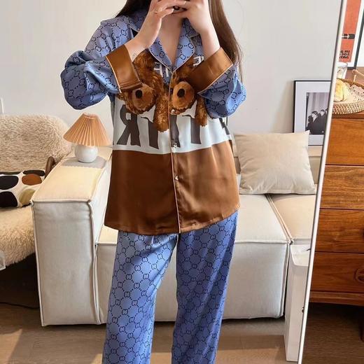 花洛HRLO潮牌熊熊家居服女2023新款夏季网红冰丝薄款卡通睡衣套装 商品图8