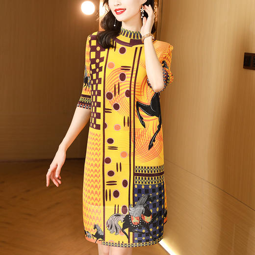 AHM  yjys2226褶皱时尚优雅气质复古别致宽松连衣裙 商品图1