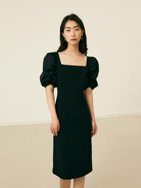 【周四精选福利】HeyDress法式复古连衣裙女夏季方领宫廷感小黑裙优雅泡泡袖裙子