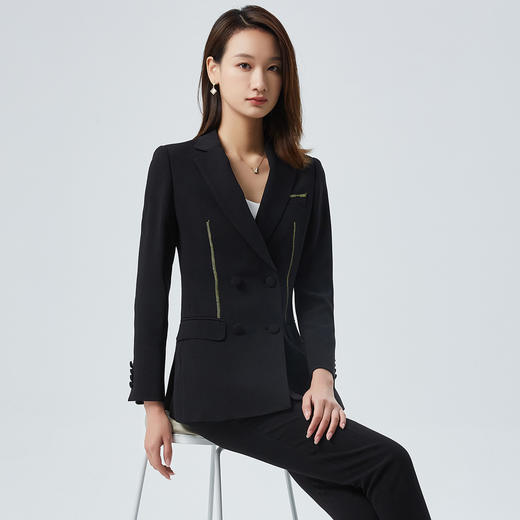 【上衣+裤子】罗蒙西装套装女士设计感西装气质商务通勤小脚裤两件套 商品图4