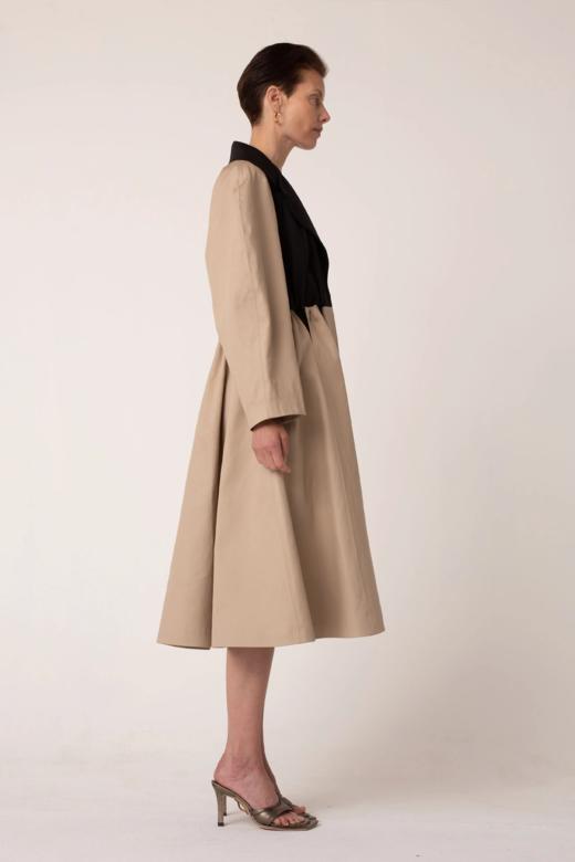 Palmer Harding  棕黄拼黑色翻领廓形长外套 商品图3