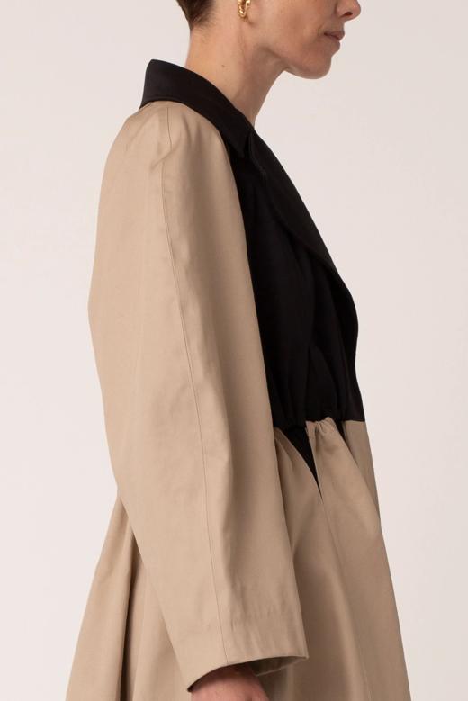 Palmer Harding  棕黄拼黑色翻领廓形长外套 商品图6