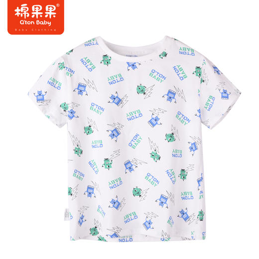 棉果果夏季男童纯棉满印短袖T恤舒适柔软M212140222318 商品图0