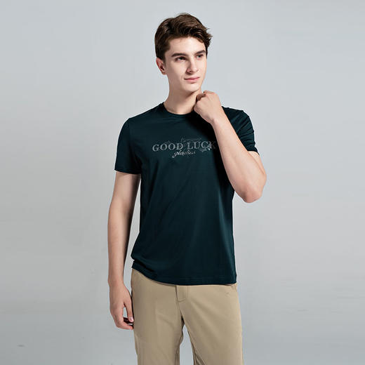 GOOD LUCK/德鲨棉质弹力舒适三色可选圆领短袖T恤BY13518 商品图7