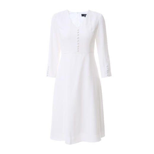 EITIE爱特爱春季新款洋气复古V领修身显瘦简约百搭气质连衣裙6307013 商品图9