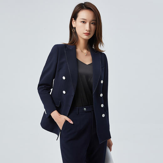 【上衣+裤子】罗蒙女士西服套装时尚气质简约微弹商务通勤西装两件套 商品图4
