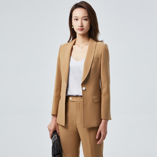 【上衣+裤子】罗蒙女士西服套装时尚青果领气质OL商务西装两件套女 商品图3