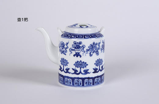 景德镇 国瓷红叶 7头手绘青花桥梁壶茶具--吉庆祥瑞 商品图1