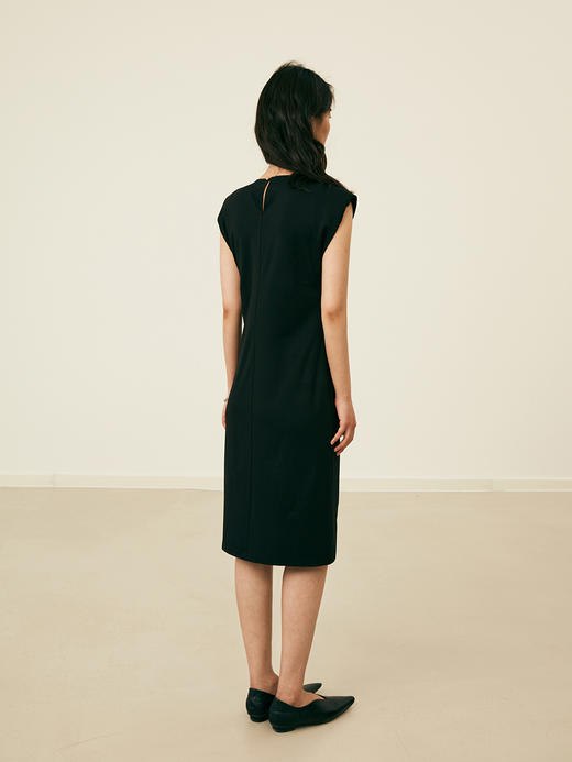 HeyDress复古宽肩连衣裙女夏季收腰直筒小黑裙法式气质小众裙子 商品图3