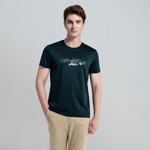 GOOD LUCK/德鲨棉质弹力舒适三色可选圆领短袖T恤BY13518 商品图4