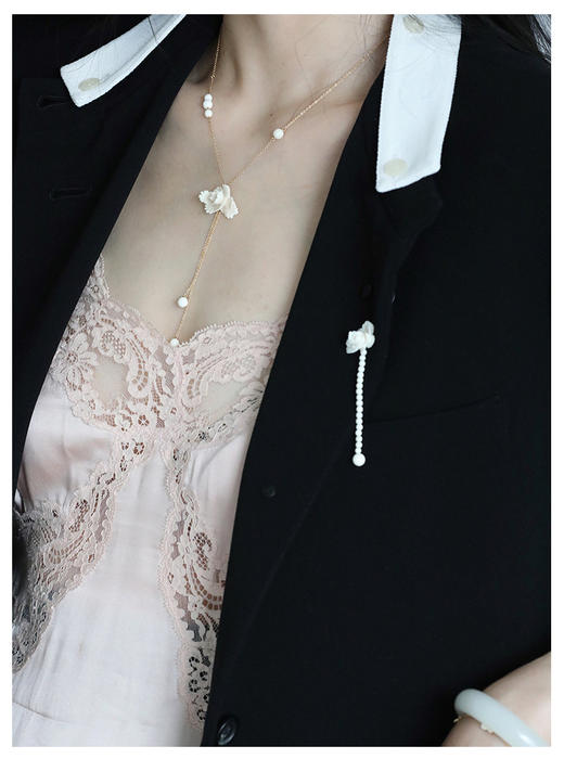 【月出】猛犸牙雕国粹·手工制作·牡丹18K金长链yc 商品图10