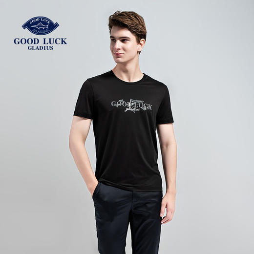GOOD LUCK/德鲨棉质弹力舒适三色可选圆领短袖T恤BY13518 商品图0