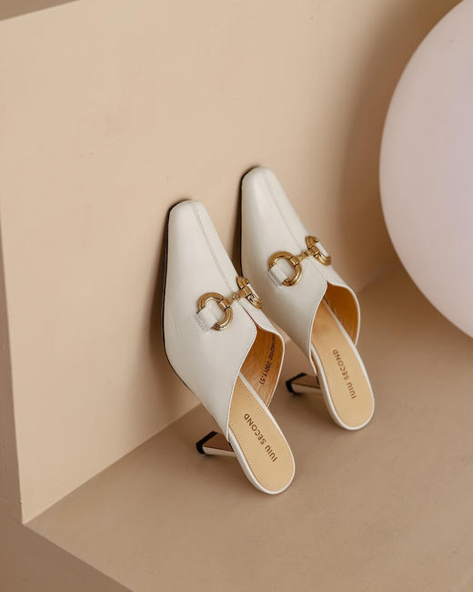 IUIU SECOND夏季时尚马衔扣穆勒拖中跟凉拖鞋 商品图5