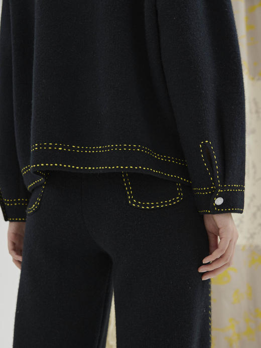 手工装饰线羊绒女夹克外套SJF93W378A 商品图4