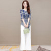 YWE JKA56修身气质优雅高档短袖印花雪纺衫阔腿裤套装 商品缩略图2