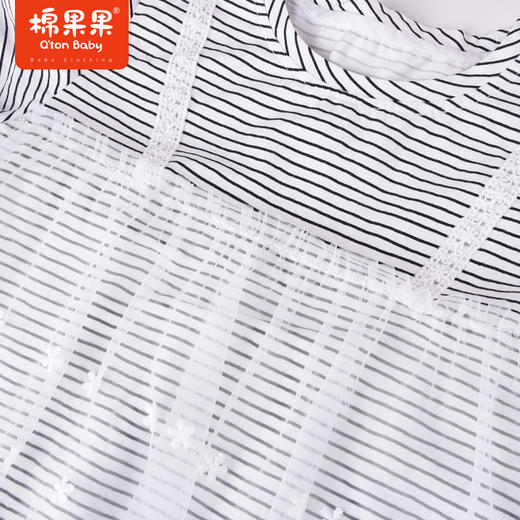 棉果果夏季女童纯棉网纱假两件短袖T恤小裙M222140222293 商品图3