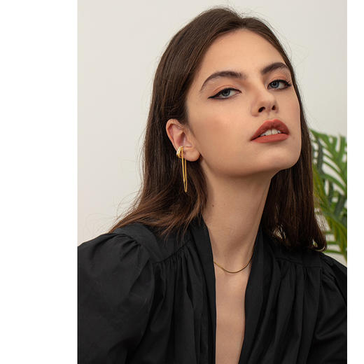 Oflye潮流饰品 流苏耳夹无耳洞女显瘦轻奢满钻耳环小众设计感个性单只耳饰 商品图2