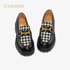 2楼黑白色拼接英伦风厚底HARSON女鞋（新百购）