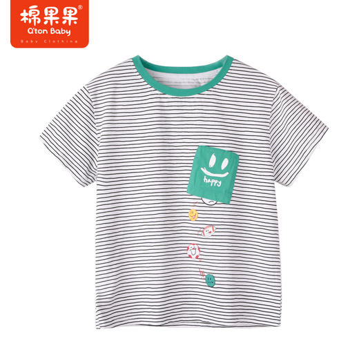 棉果果夏季男童纯棉条纹短袖T恤M212140222269 商品图0