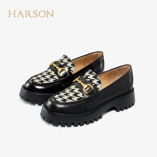 2楼黑白色拼接英伦风厚底HARSON女鞋（新百购） 商品图2