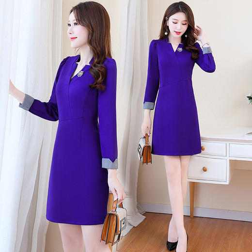 气质V领，修身小个子职业装包臀一步裙HR-XXM2037 商品图1