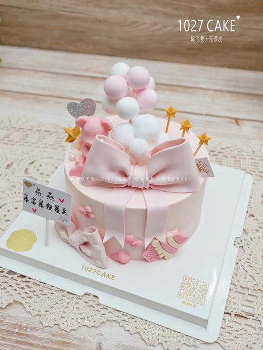 1027CAKE | 翻糖 蝴蝶结 小熊 粉嫩主题 商品图1