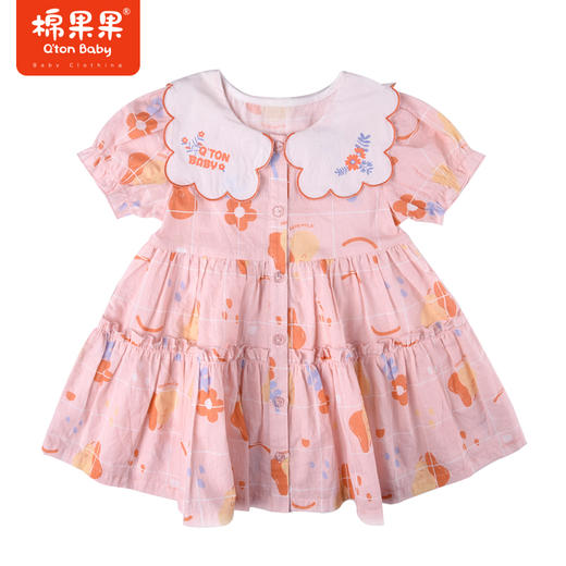 棉果果夏季女童纯棉大翻领短袖连衣裙M222701222301 商品图8