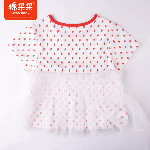 棉果果夏季女童纯棉网纱假两件短袖T恤M222140222254 商品图6