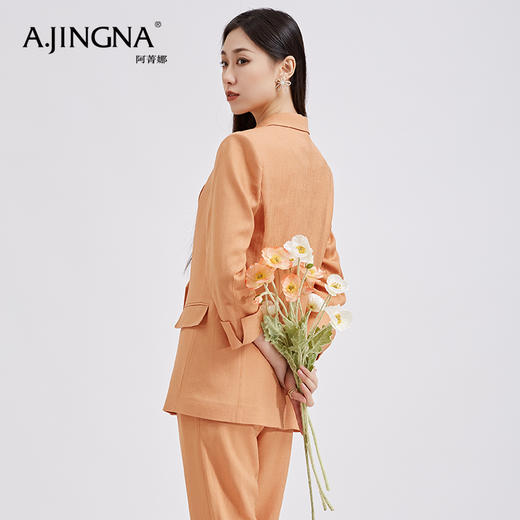 【商场同款】阿菁娜春夏新品醋酸纤维麻感西服时尚亮橘黄女士西装A27C108001 商品图4
