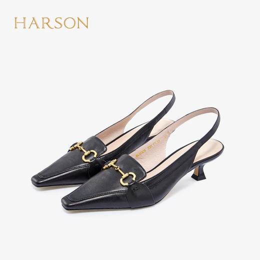 2楼后空尖头小跟羊皮半凉鞋HARSON女鞋（新百购） 商品图1