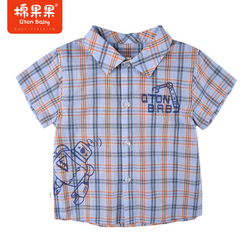 棉果果夏季男童纯棉短袖格子衬衫M212153222329 商品图1