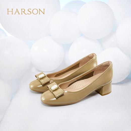 2楼中粗跟牛皮女单鞋HARSON女鞋（新百购） 商品图2