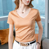 冰感丝光棉短袖t恤，气质v领纯棉体恤纯色高级感上衣SG-AL320118 商品缩略图1