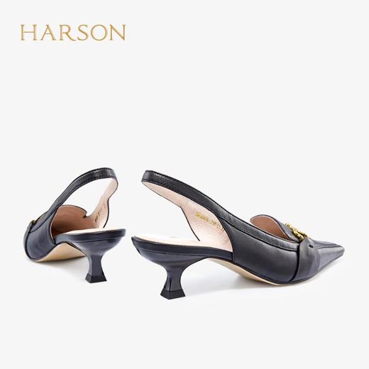 2楼后空尖头小跟羊皮半凉鞋HARSON女鞋（新百购） 商品图2