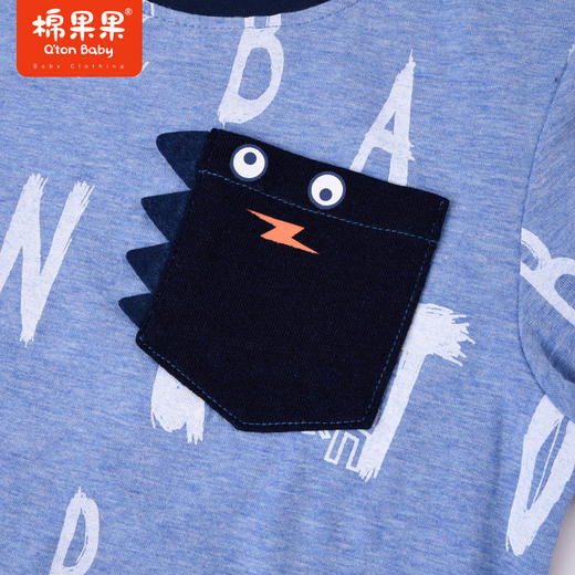 棉果果夏季男童纯棉满印花纱短袖T恤M212140222351 商品图5