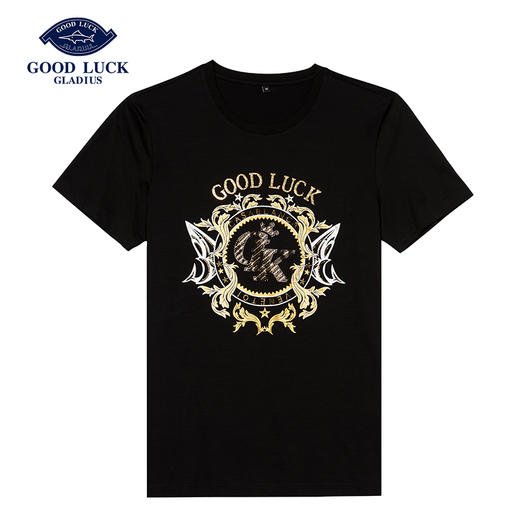 GOOD LUCK/德鲨质感精梳棉弹力舒适精致图案圆领短袖T恤FY13553 商品图4