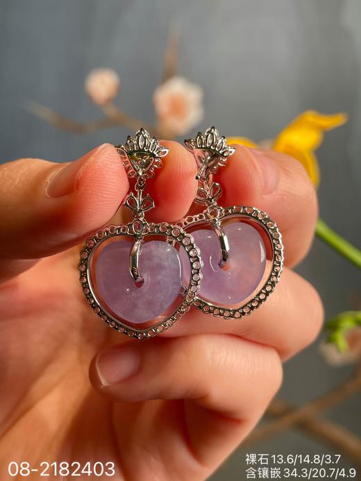 08-2182403，玻璃粉紫心形耳坠，52999 商品图7