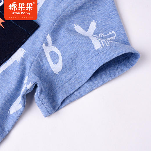 棉果果夏季男童纯棉满印花纱短袖T恤M212140222351 商品图4