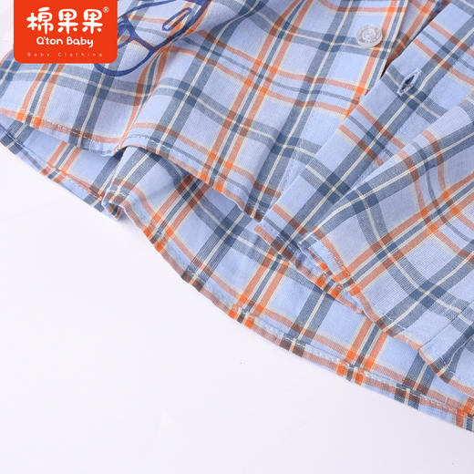 棉果果夏季男童纯棉短袖格子衬衫M212153222329 商品图5
