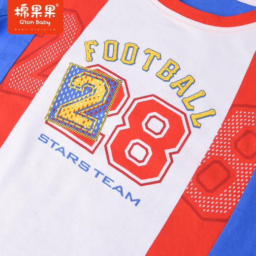棉果果夏季男童纯棉运动短袖拼色T恤M212140222270 商品图4