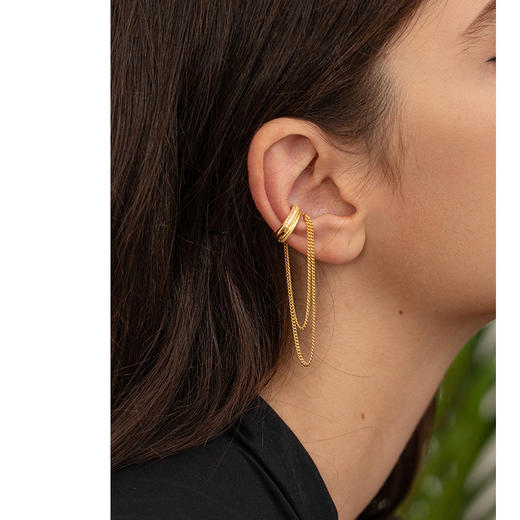 Oflye潮流饰品 流苏耳夹无耳洞女显瘦轻奢满钻耳环小众设计感个性单只耳饰 商品图0