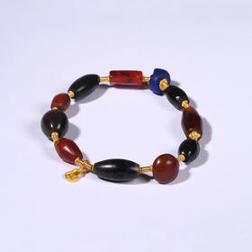 西亚高古红黑玛瑙+青金石手串