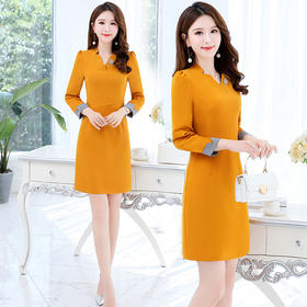 气质V领，修身小个子职业装包臀一步裙HR-XXM2037