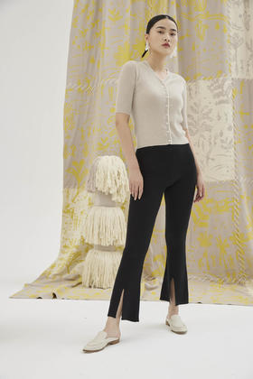 精纺羊绒裤脚开叉喇叭女裤SJF91K178N