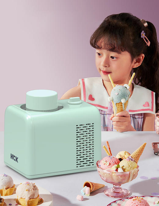 HCK哈士奇冰淇淋机家用小型自制迷你水果雪糕DIY冰激凌甜筒机 商品图3